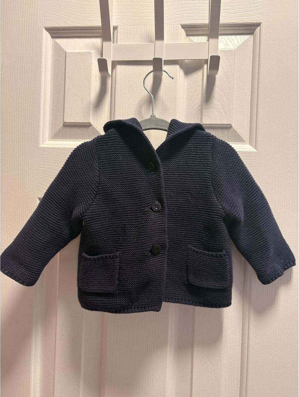 Baby Gap Navy Hooded Knit Cardigan with Bear Ears Baby 6-12 Months
